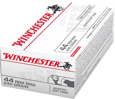 Winchester USA Jacketed Soft Point .44 Remington Magnum 240-Grain Handgun Ammunition - 50 Rounds                                