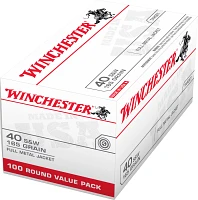 Winchester USA Full Metal Jacket Flat-Nose .40 Smith & Wesson 165-Grain Handgun Ammunition - 100 Rounds                         