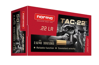 Norma USA TAC-22 .22LR Rimfire Ammunition - 50 Rounds                                                                           