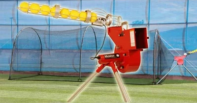 Trend Sports Heater Combo Pitching Machine and Xtender 24' Home Batting Cage