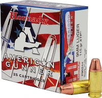 Hornady XTP American Gunner 9mm Luger 115-Grain Handgun Ammunition - 25 Rounds                                                  