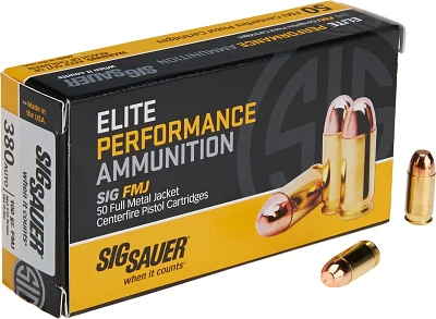 SIG SAUER Elite Ball .380 Auto 100-Grain FMJ Pistol Ammunition                                                                  