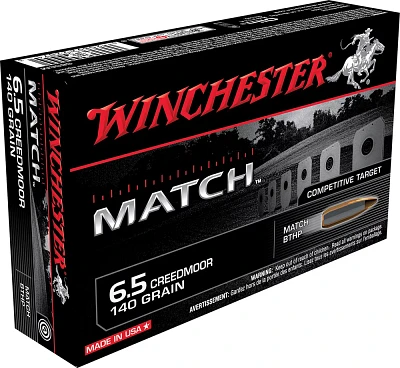 Winchester Match 6.5mm Creedmoor 140-Grain Boat Tail HP Centerfire Rifle Ammunition                                             