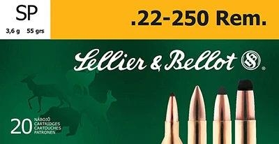 Sellier & Bellot .22 - 250 Remington 55-Grain Soft Point Centerfire Rifle Ammunition                                            