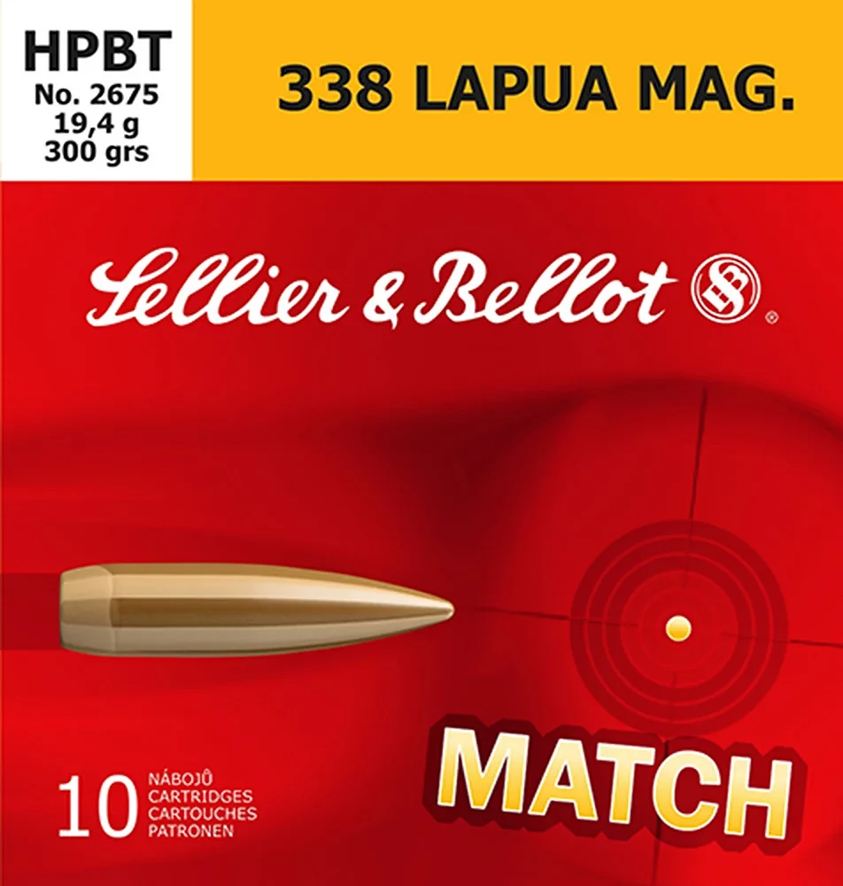 Sellier & Bellot .338 Lapua Magnum 300-Grain Boat Tail HP Centerfire Rifle Ammunition                                           