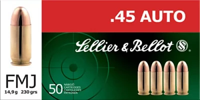 Sellier & Bellot .45 ACP 230-Grain Full Metal Jacket Centerfire Handgun Ammunition                                              