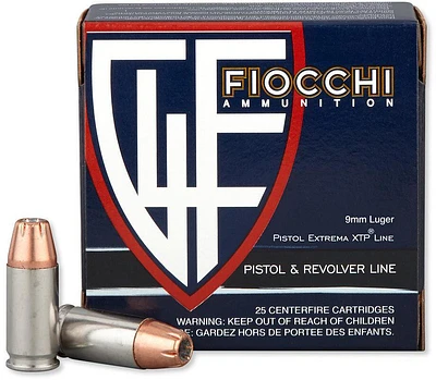 Fiocchi Extrema XTP 9mm 124-Grain Jacketed Hollow Point Centerfire Handgun Ammunition                                           