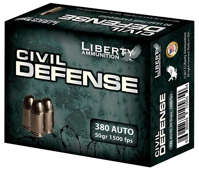 Liberty Ammunition Civil Defense .380 ACP 50-Grain Centerfire Handgun Ammunition                                                