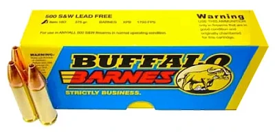 Buffalo Bore Lead-Free Barnes 500 S&W 375-Grain Centerfire Handgun Ammunition                                                   