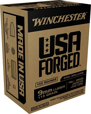 Winchester USA Forged 9mm Luger 115-Grain Handgun Ammunition - 150 Rounds                                                       
