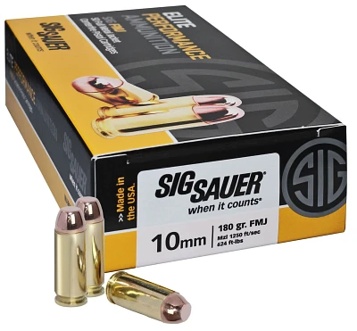 SIG SAUER Elite Ball 10mm 180-Grain Centerfire Pistol Ammunition                                                                