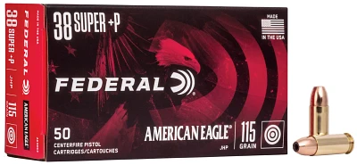 Federal Premium American Eagle .38 Super +P 115-Grain JHP Centerfire Handgun Ammunition                                         
