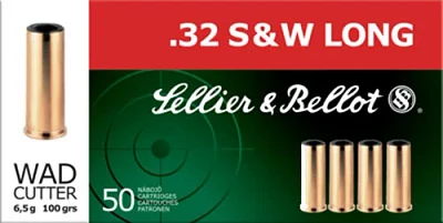 Sellier & Bellot .32 S&W Long 100-Grain Lead Round Nose Centerfire Handgun Ammunition                                           
