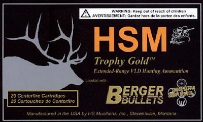 HSM Berger Bullets Trophy Gold Centerfire Rifle Ammunition                                                                      