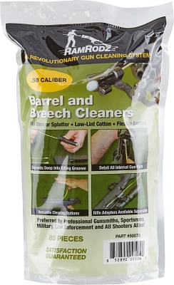 RamRodz .50 Caliber Barrel and Breech Cleaners 75-Pack                                                                          