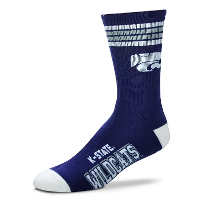 For Bare Feet Men's Kansas State 4-Stripe Deuce Crew Socks                                                                      