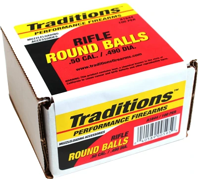 Traditions .50 177-Grain Rifle Lead Round Balls 100-Pack                                                                        