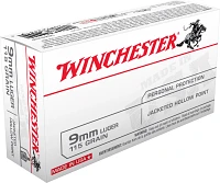 Winchester USA JHP 9mm Luger 115-Grain Handgun Ammunition - 50 Rounds                                                           