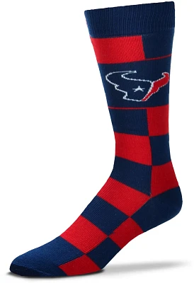 For Bare Feet Houston Texans Jumbo Check Thin Knee High Dress Socks                                                             