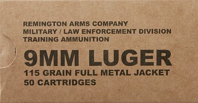 Remington UMC MIL-SPEC 9mm 115-Grain FMJ Ammunition - 50 Rounds                                                                 