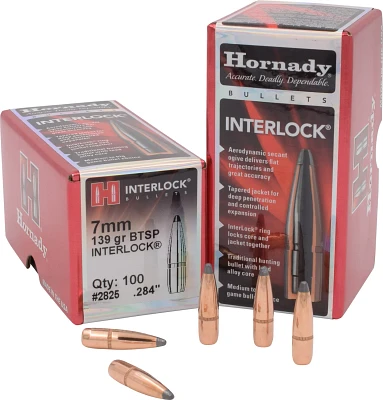Hornady InterLock® BTSP 7mm 139-Grain Bullets                                                                                  