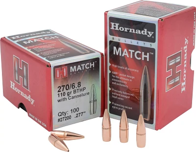Hornady BTHP 6.8mm 110-Grain Bullets with Cannelure                                                                             