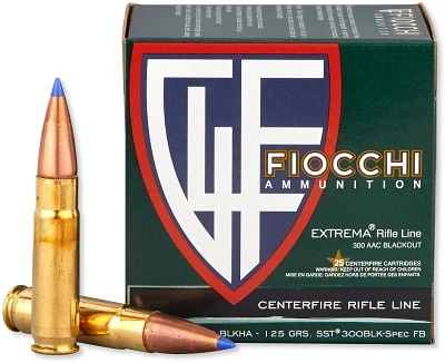 Fiocchi .300 AAC Blackout/Whisper 125-Grain SST Centerfire Rifle Ammunition                                                     