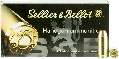 Sellier & Bellot 10A FMJ 10mm 180-Grain Centerfire Handgun Ammunition                                                           