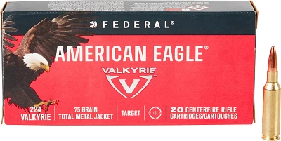 Federal Premium American Eagle .224 Valkyrie 75 Grain TMJ Rifle Ammunition - 20 Rounds                                          