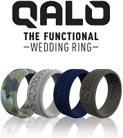 QALO Men's Step Edge Camo Silicone Wedding Ring