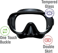 ReefTourer Adults' Single-Window Mask, Snorkel and Fin Traveling Set