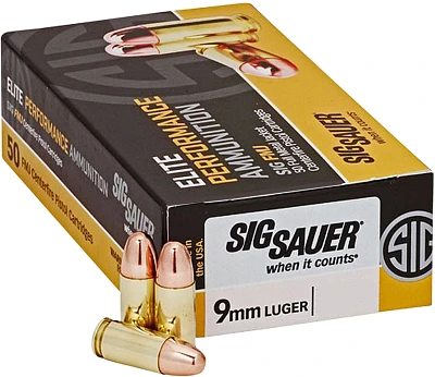 SIG SAUER Elite Performance Ball 9mm Luger 124-Grain Centerfire Handgun Ammunition                                              