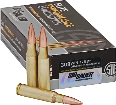 SIG SAUER Elite Performance Match Grade .308 Winchester/7.62 NATO 175-Grain Centerfire Rifle Ammunition                         