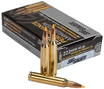 SIG SAUER Elite Performance Varmint and Predator .223 Remington 40-Grain Centerfire Rifle Ammunition                            