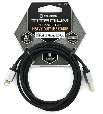 PUGS Celltronix Titanium MFI Lightning 6 ft Braided Cable