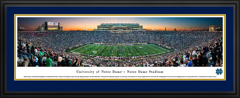 Blakeway Panoramas University of Notre Dame Twilight Double Mat Deluxe Framed Panoramic Print                                   