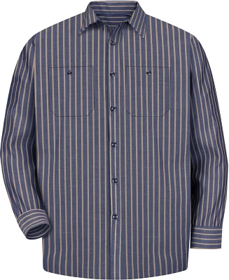 Red Kap Men's Long Sleeve Industrial Stripe Work Shirt