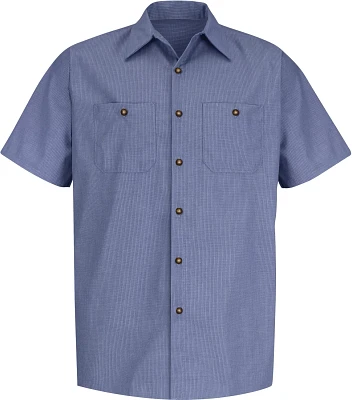 Red Kap Men's Geometric Microcheck Short Sleeve Work Shirt
