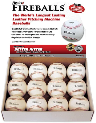 Heater Sports Fireballs Leather Pitching Machine Baseballs 12-Pack                                                              