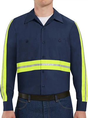 Red Kap Men's Long Sleeve Enhanced Visibility Industrial Work Shirt