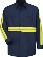 Red Kap Men's Long Sleeve Enhanced Visibility Industrial Work Shirt