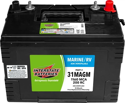 Interstate Batteries Group 31/1,160 Marine Cranking Amp AGM Battery                                                             