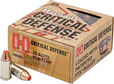 Hornady FTX Critical Defense .32 Automatic 60-Grain Pistol Ammunition                                                           