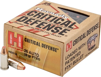 Hornady FTX Critical Defense .25 Automatic 35-Grain Pistol Ammunition                                                           
