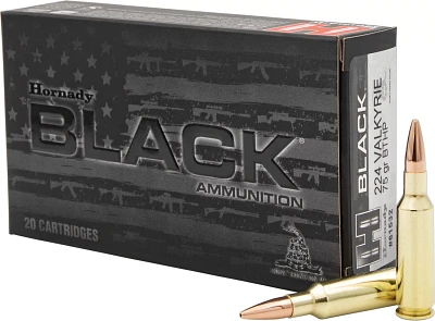 Hornady BLACK .224 Valkyrie 75-Grain BTHP Rifle Ammunition - 20 Rounds                                                          