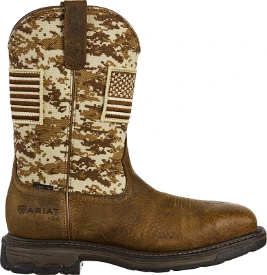 Ariat Men's WorkHog Patriot Camo Safety Toe Wellington Work Boots                                                               