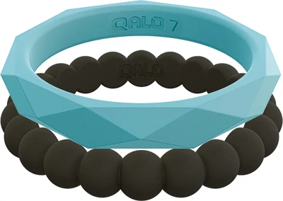 QALO Women's Stackable Silicone Wedding Ring Set