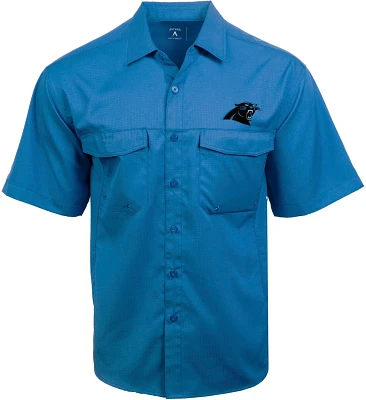 Antigua Men's Carolina Panthers Game Day Woven Fishing Shirt