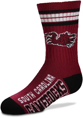 For Bare Feet Youth University of South Carolina 4-Stripe Deuce Crew Socks                                                      