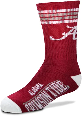 For Bare Feet Youth University of Alabama 4-Stripe Deuce Crew Socks                                                             